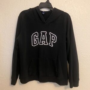 Gap Pullover Hoodie Long Sleeve Front Kanga Pocket Women's Black - Size L